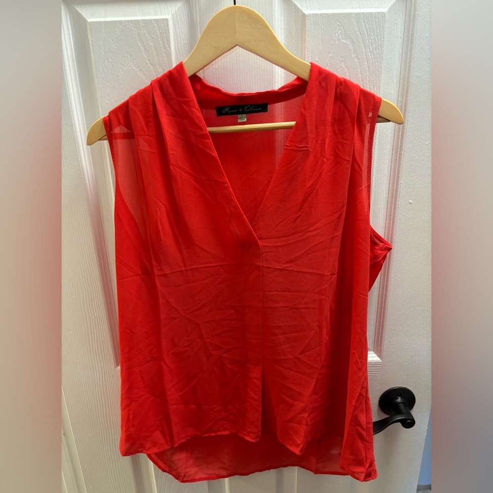 Rose & Olive Vibrant Red Sleeveless Blouse